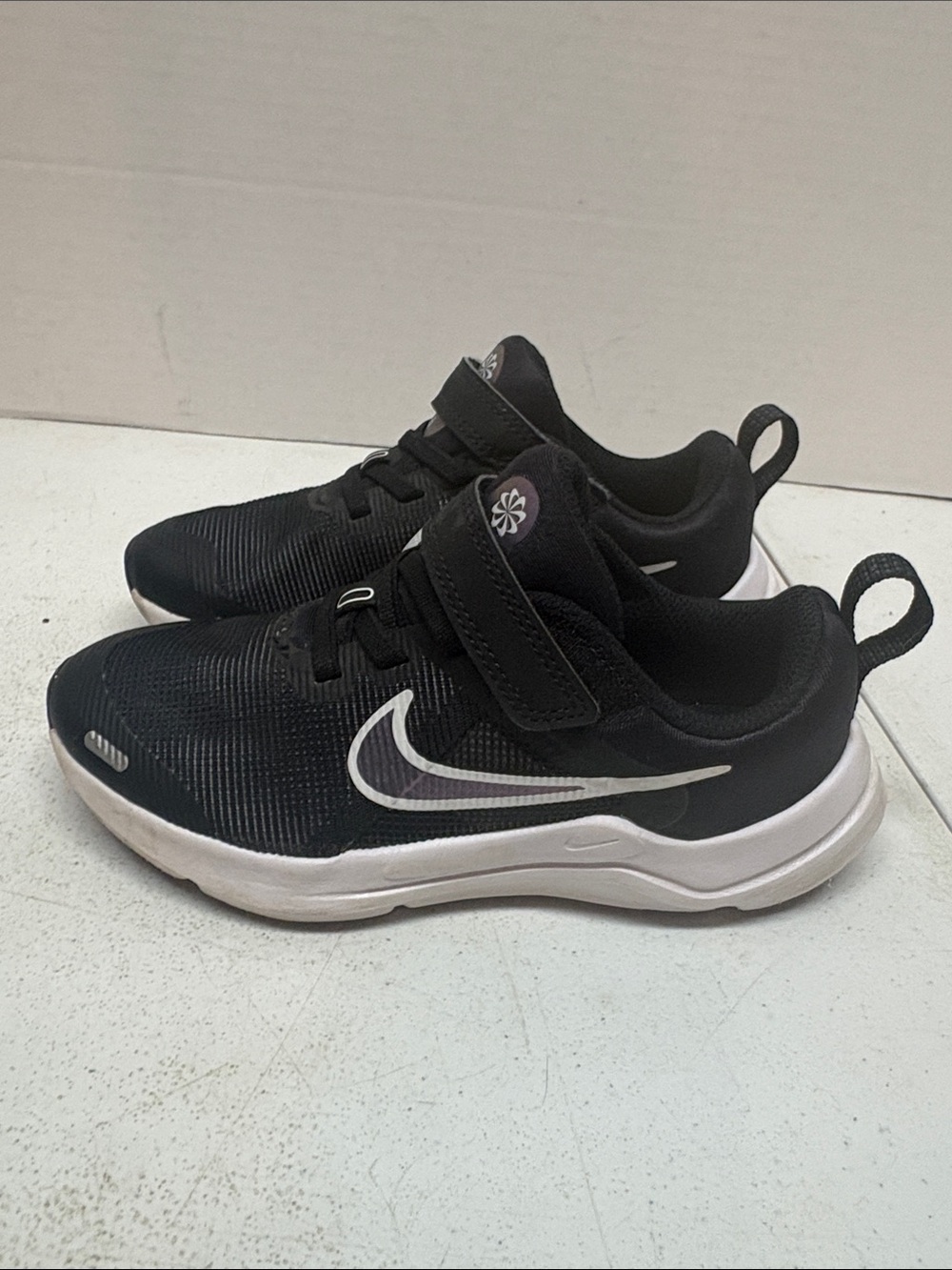 Nike Kids Black and White Velcro Sneakers